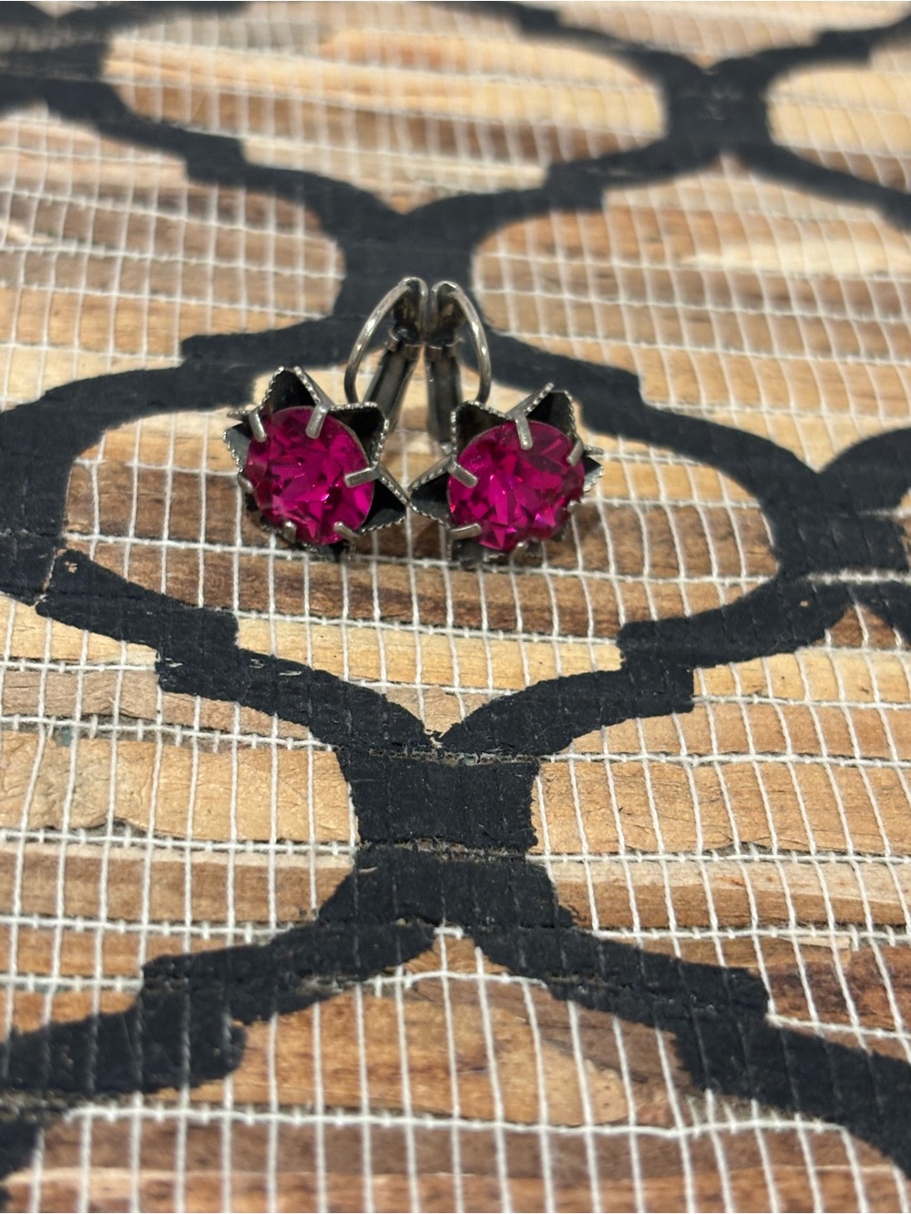 Sabika Hot Pink Crystal Flower Stud Earrings